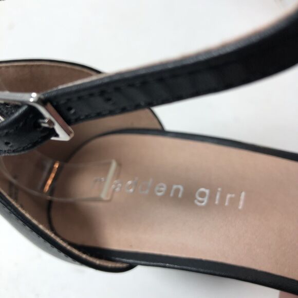 Madden Girl Heels Sandals Womens Size 9 Black Beella Block Ankle Strap Buckle G3 - Picture 2 of 10